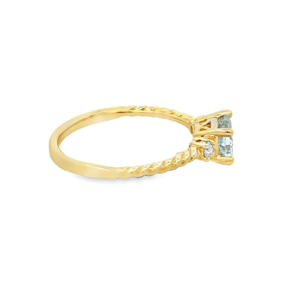 0.44 CT Aquamarine & 0.10 CTW Diamond 14K Yellow Gold Ring