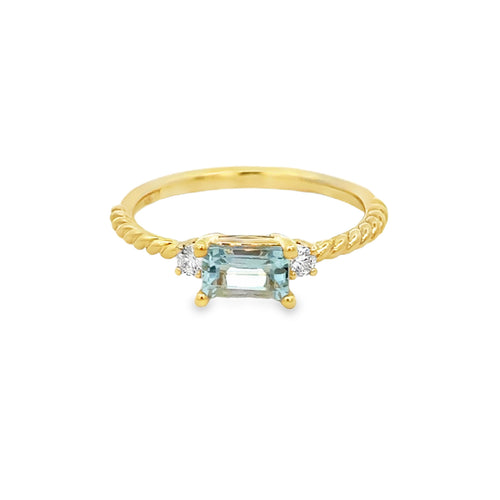 0.44 CT Aquamarine & 0.10 CTW Diamond 14K Yellow Gold Ring