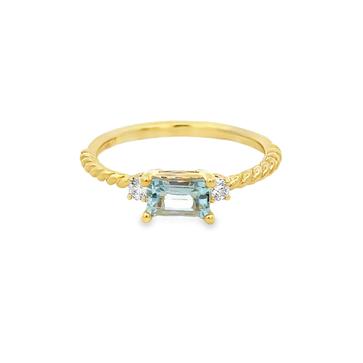 0.44 CT Aquamarine & 0.10 CTW Diamond 14K Yellow Gold Ring
