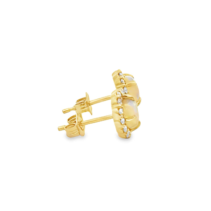 1.18 CTW Opal & 0.37 CTW Diamond 14K Yellow Gold Stud Earrings
