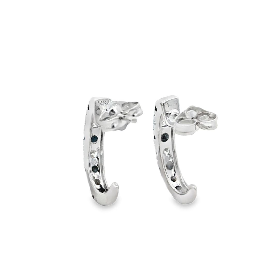 0.75 CTW Sapphire & 0.34 CTW Diamond 14K White Gold Hoop Earrings