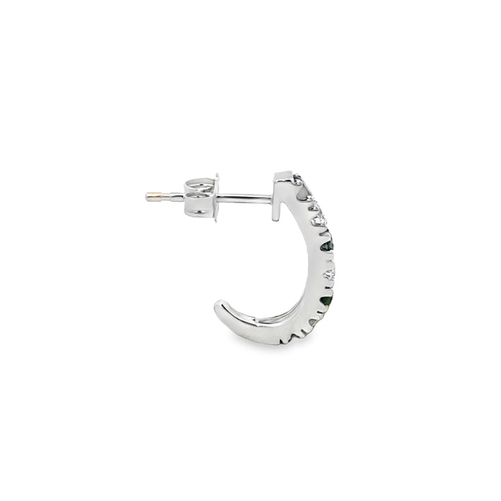 0.75 CTW Sapphire & 0.34 CTW Diamond 14K White Gold Hoop Earrings