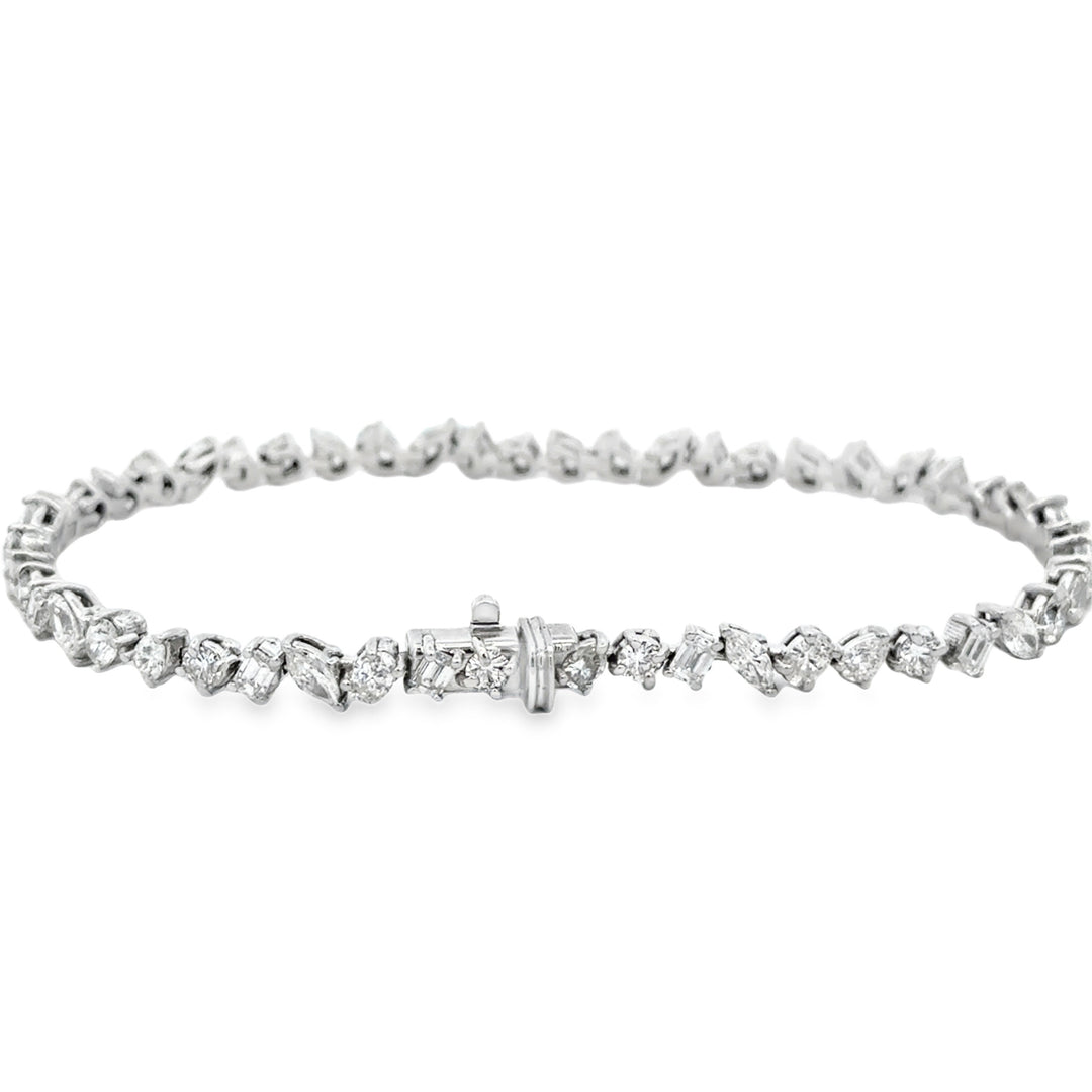 4.85 CTW Diamond 14K White Gold Custom Multi-Shape Bracelet