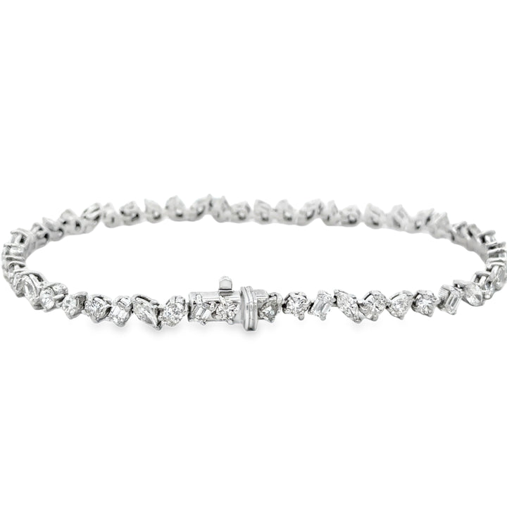 4.85 CTW Diamond 14K White Gold Custom Multi-Shape Bracelet
