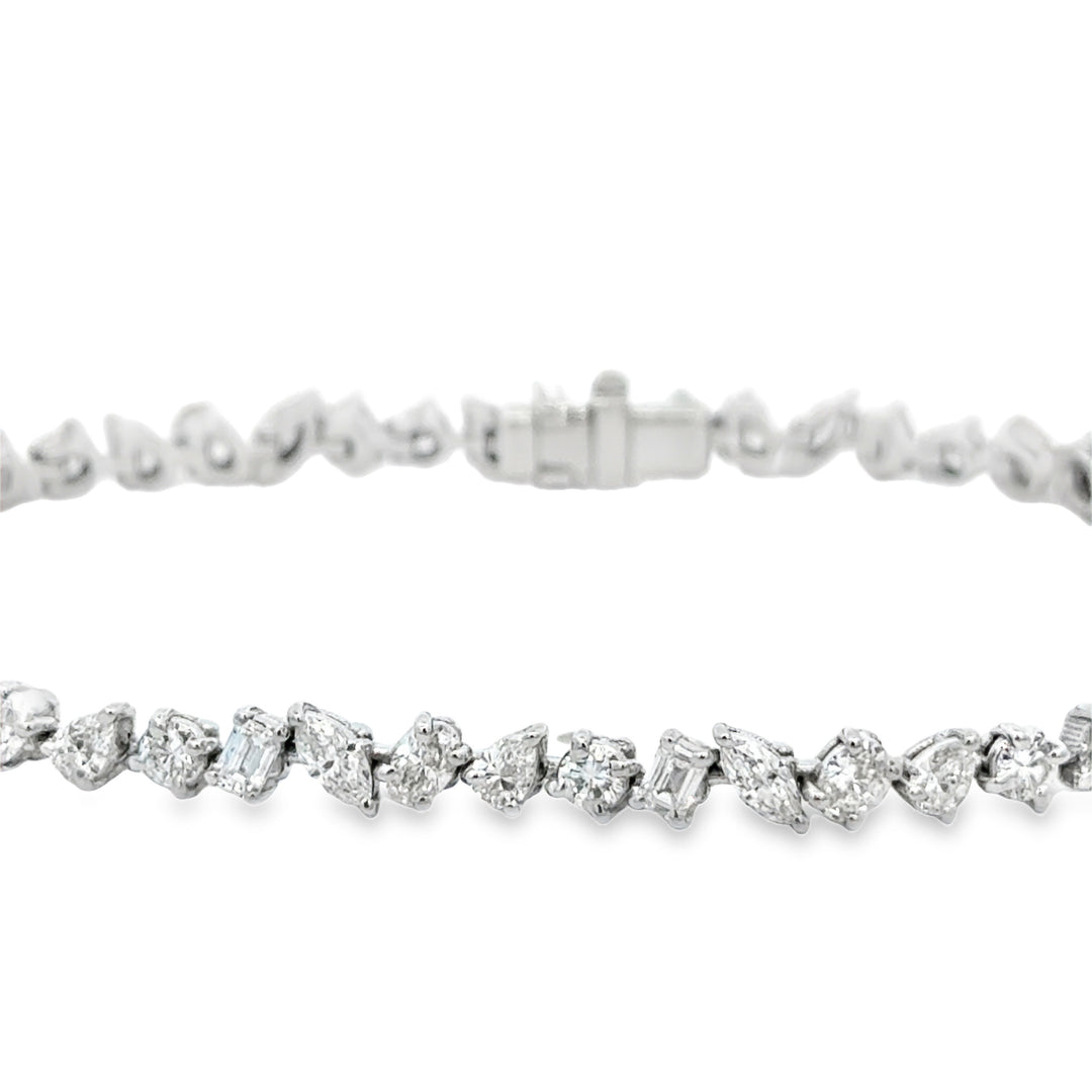 4.85 CTW Diamond 14K White Gold Custom Multi-Shape Bracelet