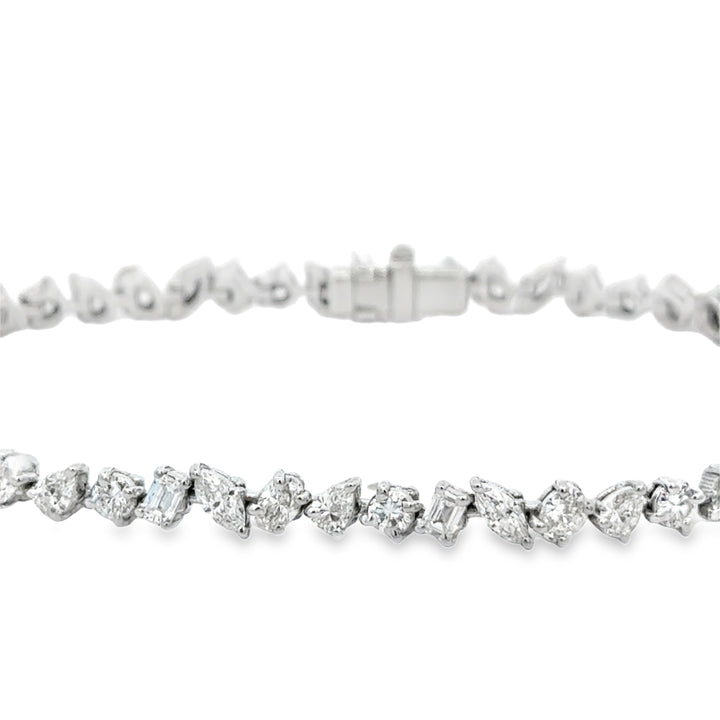 4.85 CTW Diamond 14K White Gold Custom Multi-Shape Bracelet