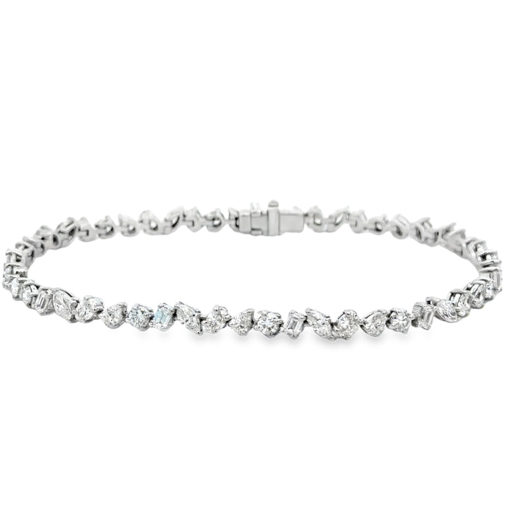4.85 CTW Diamond 14K White Gold Custom Multi-Shape Bracelet