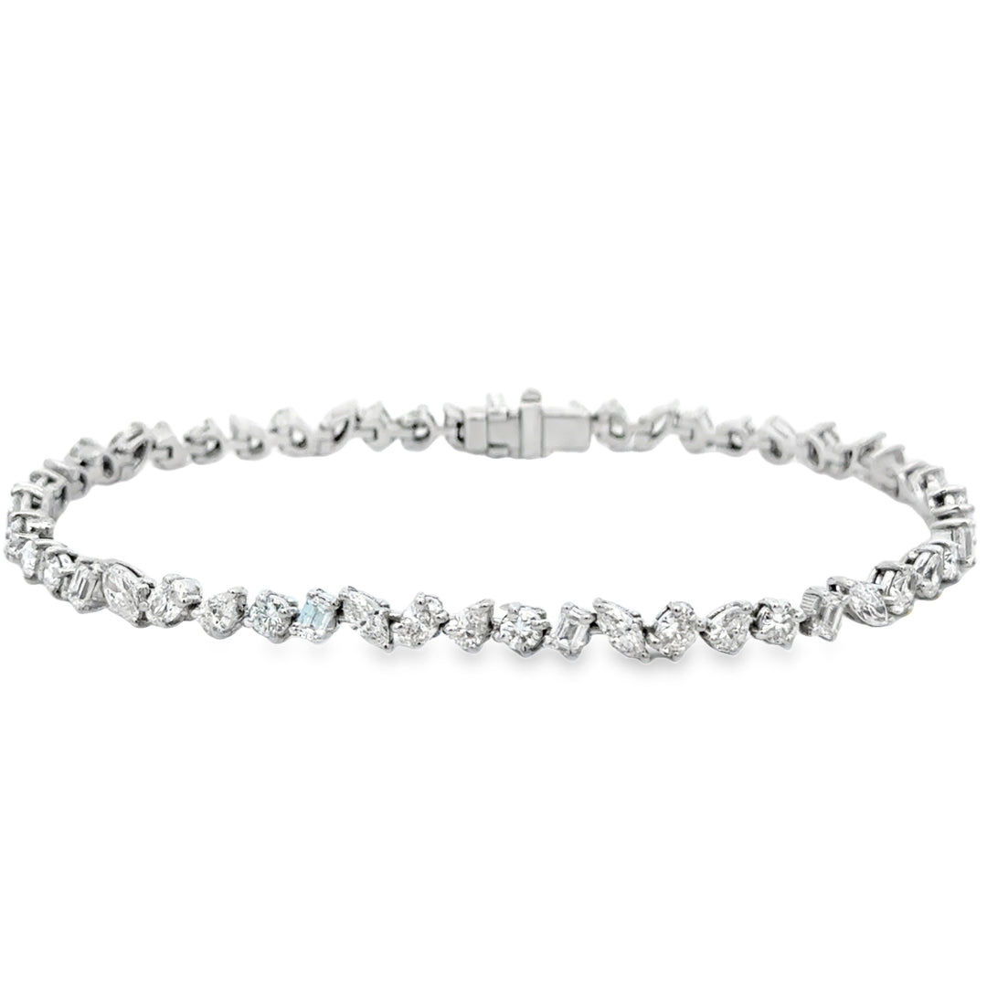 4.85 CTW Diamond 14K White Gold Custom Multi-Shape Bracelet