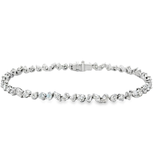4.85 CTW Diamond 14K White Gold Custom Multi-Shape Bracelet