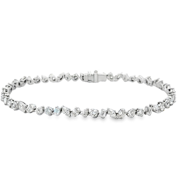 4.85 CTW Diamond 14K White Gold Custom Multi-Shape Bracelet