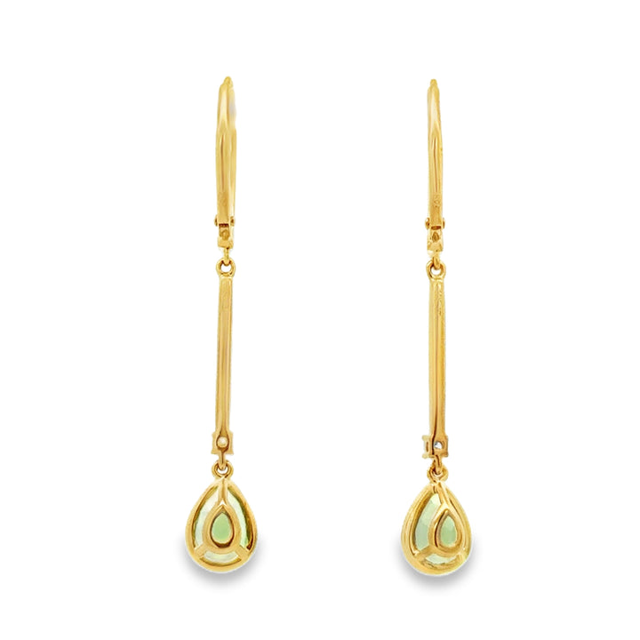 1.36 CTW Peridot & 0.06 CTW Diamond 14K Yellow Gold Drop Earrings