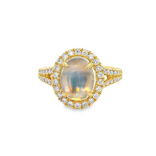 2.87 CT Moonstone & .50 CTW Diamond 14K Yellow Gold Ring