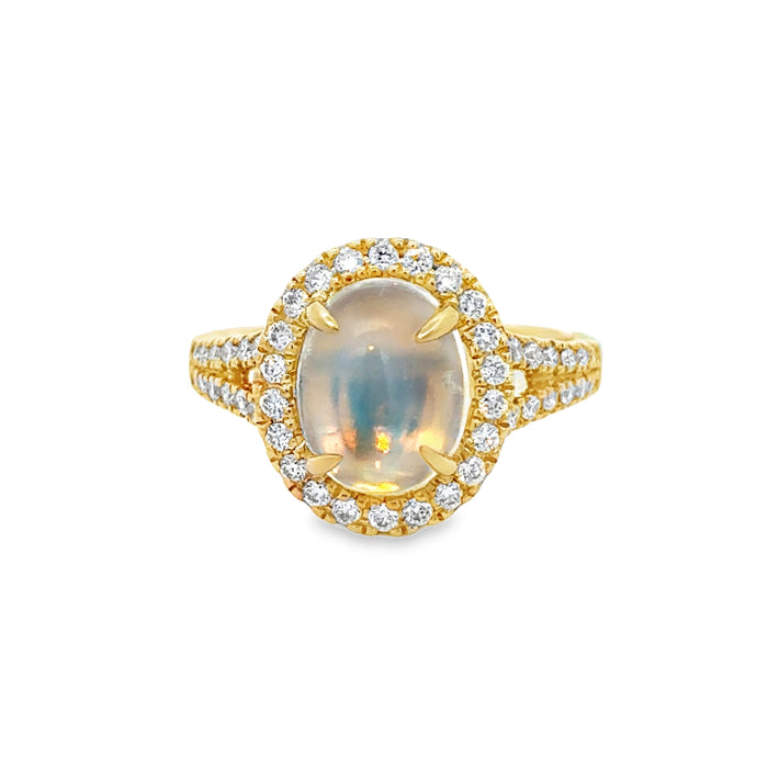 2.87 CT Moonstone & .50 CTW Diamond 14K Yellow Gold Ring