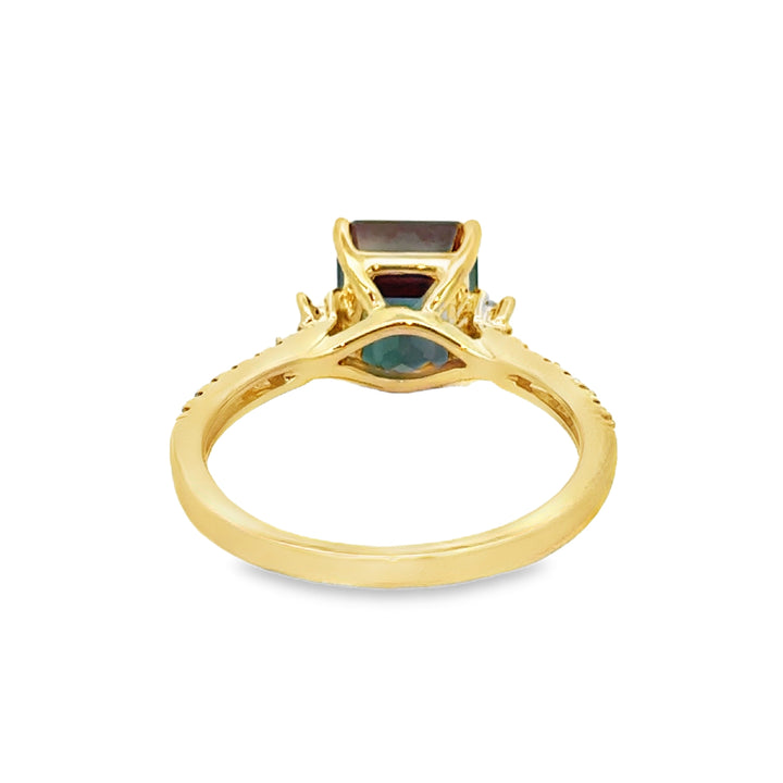 3.18 CTW Created Alexandrite & .21 CTW Diamond 14K Yellow Gold Ring