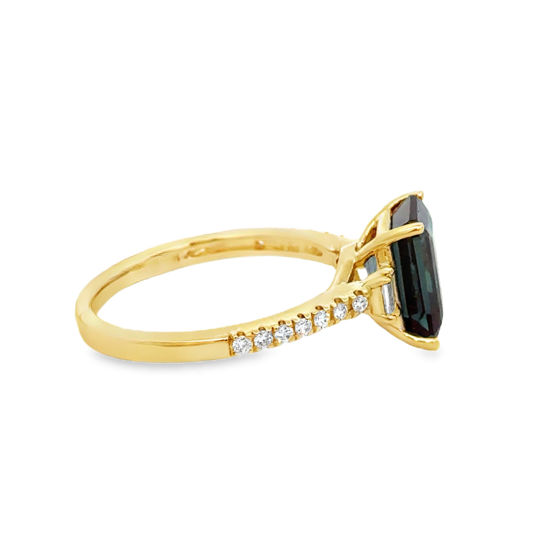 3.18 CTW Created Alexandrite & .21 CTW Diamond 14K Yellow Gold Ring