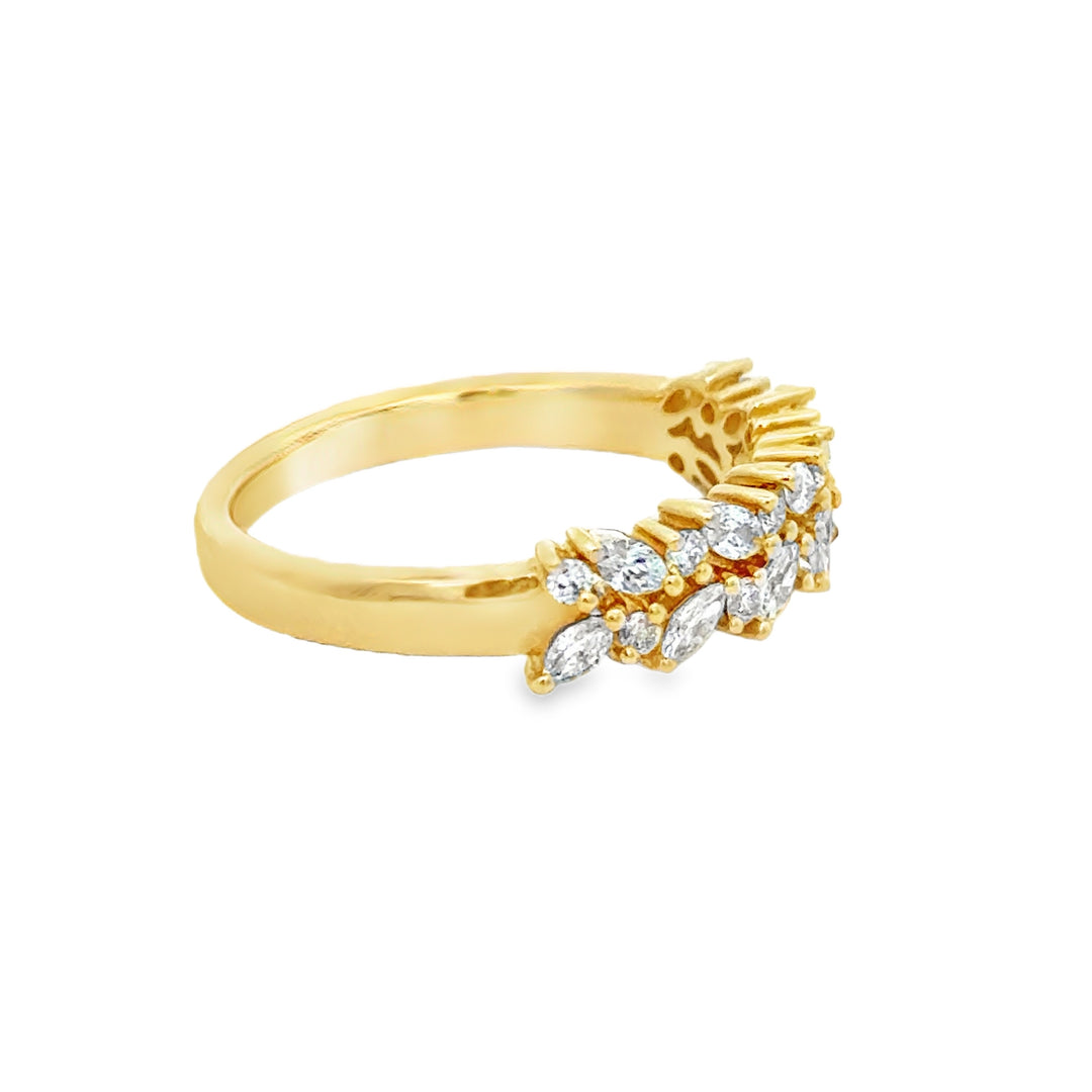 0.61 CTW Diamond Marquise Double Band Ring in 14K Yellow Gold