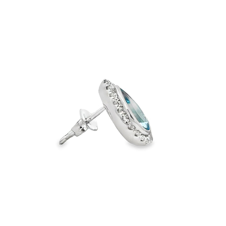 3.10 CTW Blue Topaz & 0.29 CTW Diamond 14K White Gold Earrings