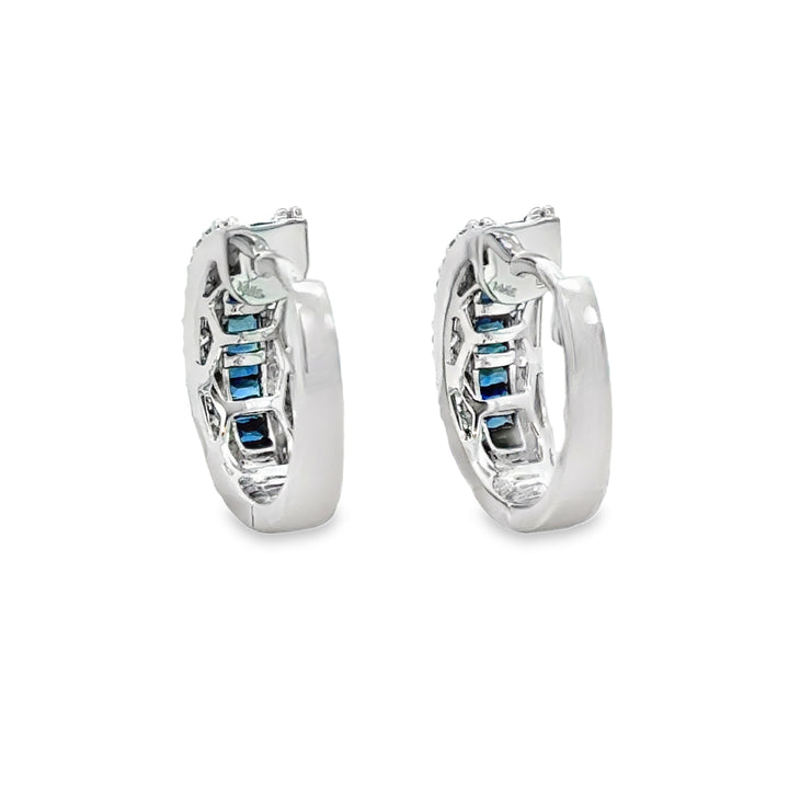 0.70 CTW Sapphire & 0.51 CTW Diamond 14K White Gold Hoop Earrings