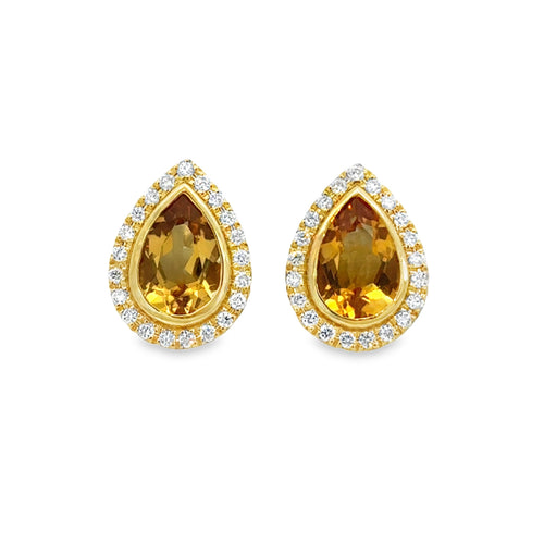 2.42 CTW Citrine & 0.29 CTW Diamond 14K Yellow Gold Earrings