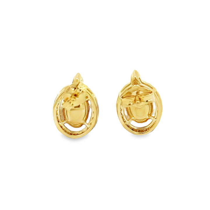 1.73 CTW Opal & 0.28 CTW Diamond 14K Yellow Gold Stud Earrings