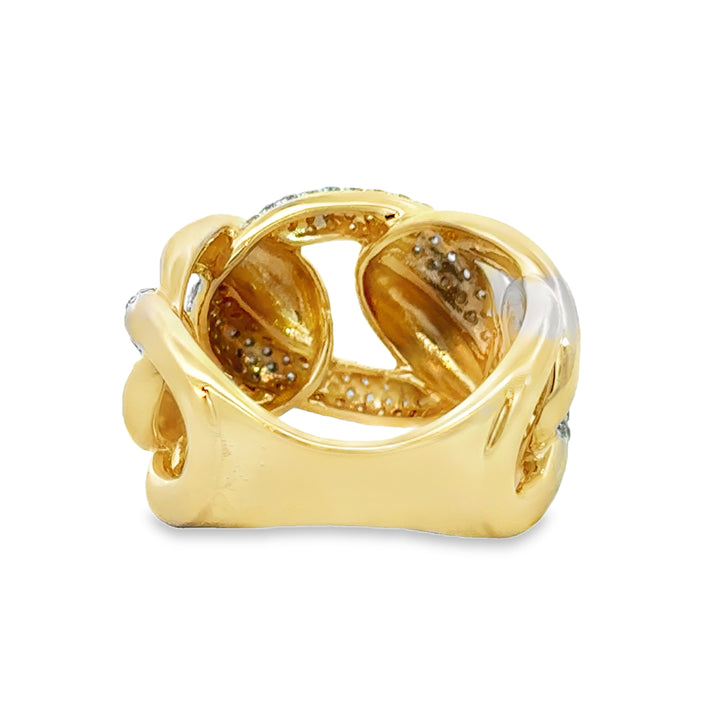 14K Yellow Gold Pavé Diamond Interlocking Ring
