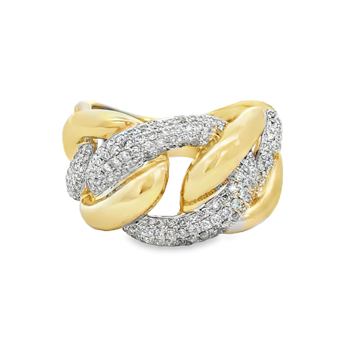14K Yellow Gold Pavé Diamond Interlocking Ring