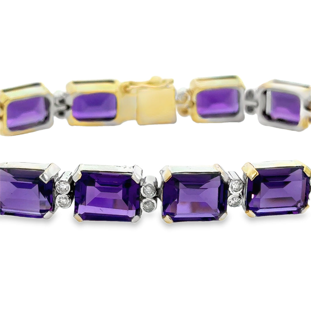 0.60 CTW Diamond 18K White Gold Amethyst Bracelet