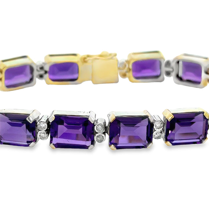 0.60 CTW Diamond 18K White Gold Amethyst Bracelet