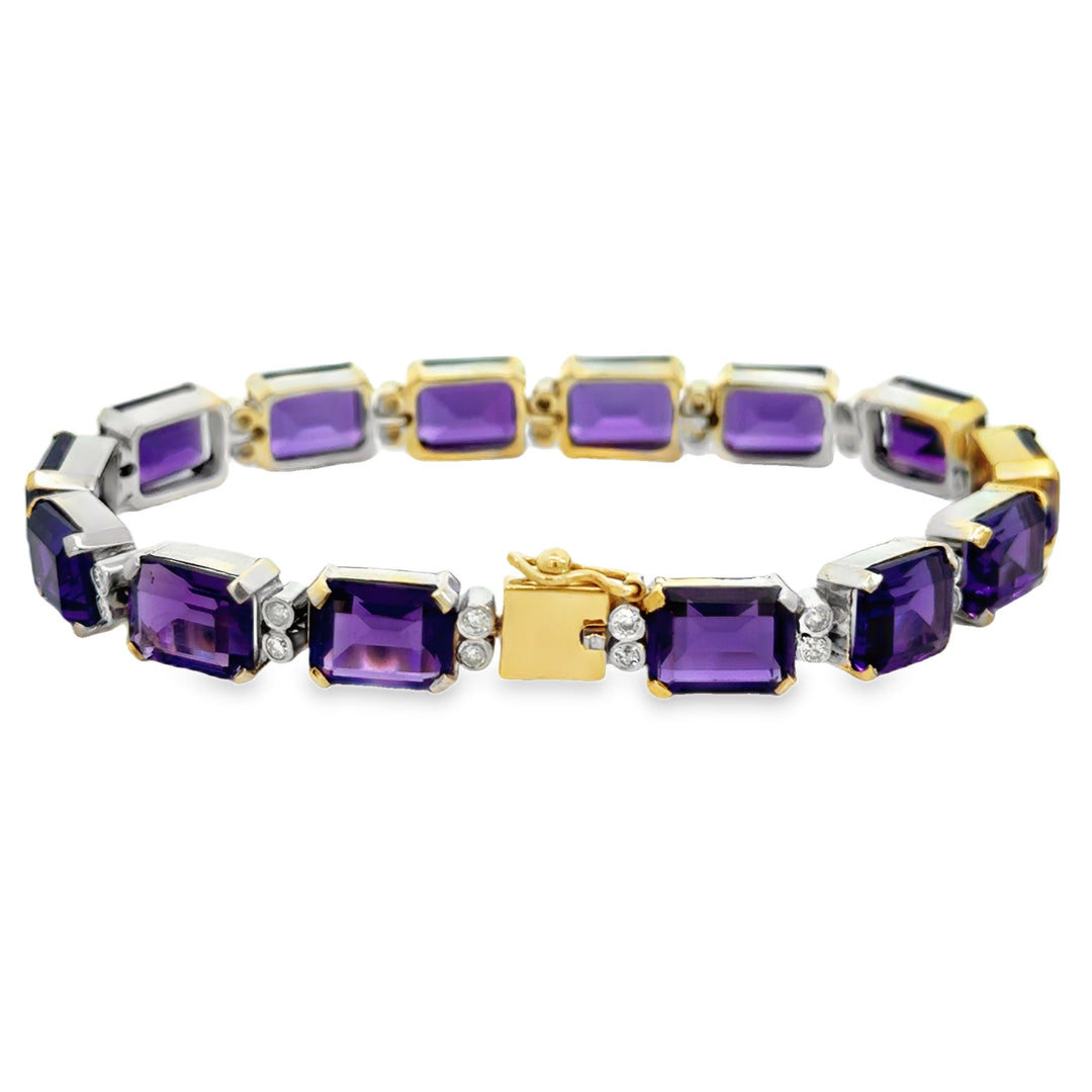 0.60 CTW Diamond 18K White Gold Amethyst Bracelet
