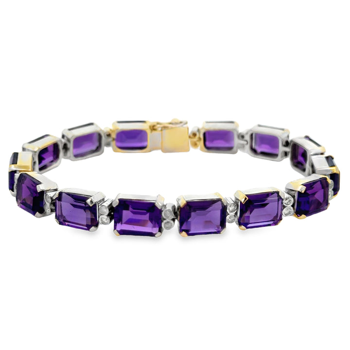 0.60 CTW Diamond 18K White Gold Amethyst Bracelet