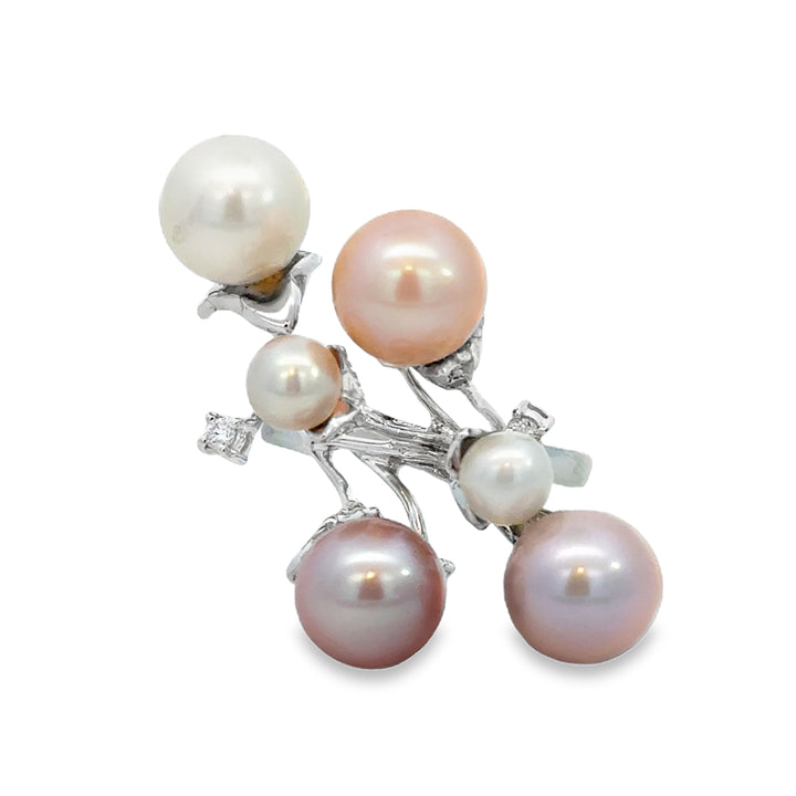 Diamond Pearl Branch Ring