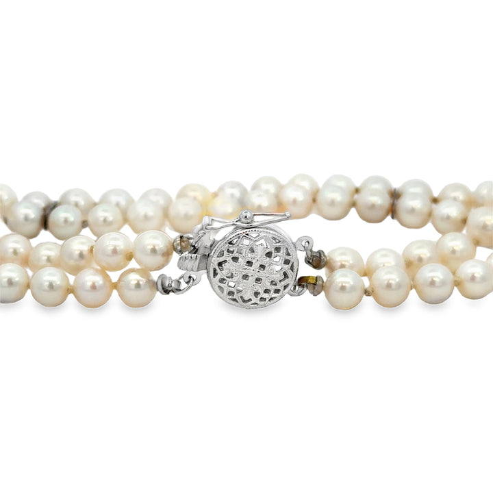 14K White Gold Double-Strand Pearl Bracelet