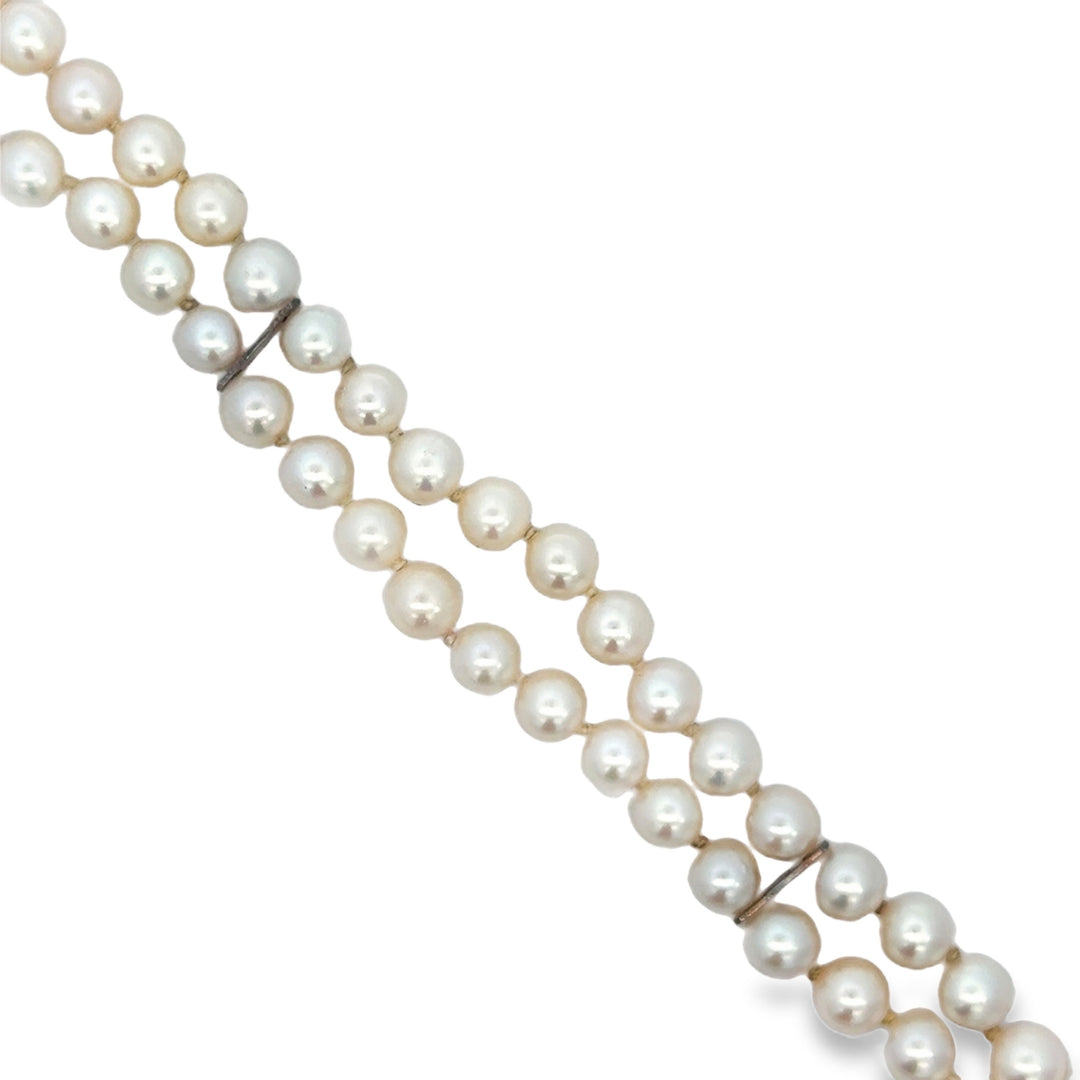 14K White Gold Double-Strand Pearl Bracelet