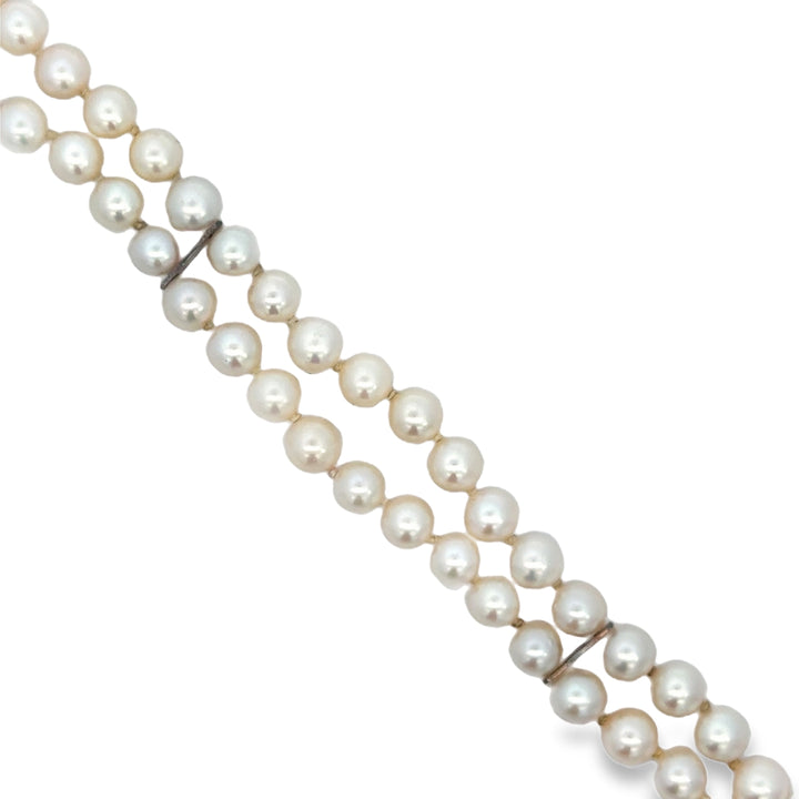 14K White Gold Double-Strand Pearl Bracelet