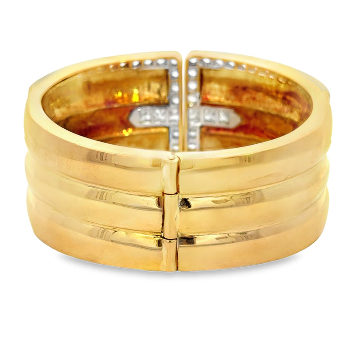6.50 CTW Diamond 18K Yellow Gold &amp; Platinum Cuff Bracelet