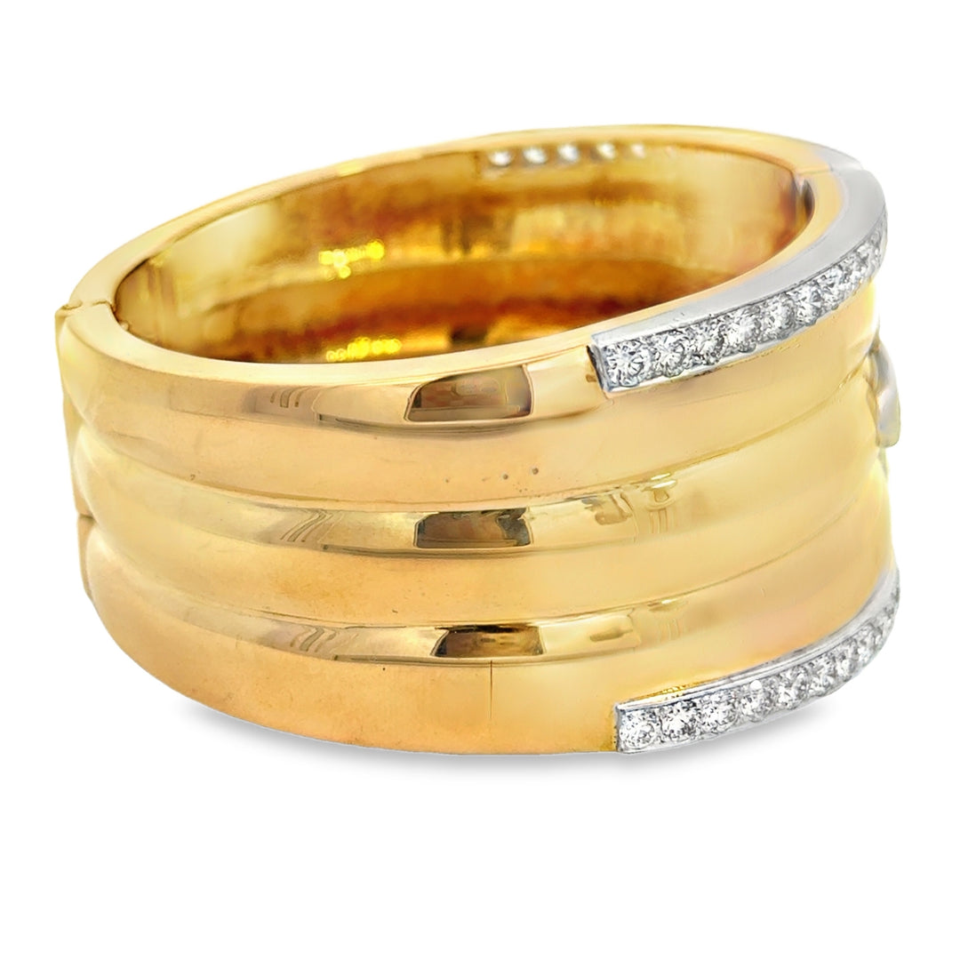 6.50 CTW Diamond 18K Yellow Gold &amp; Platinum Cuff Bracelet