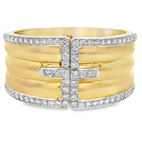 6.50 CTW Diamond 18K Yellow Gold & Platinum Cuff Bracelet