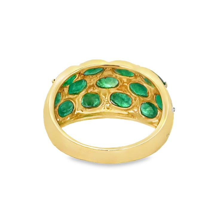 14K Yellow Gold Oval Emerald Dome Ring