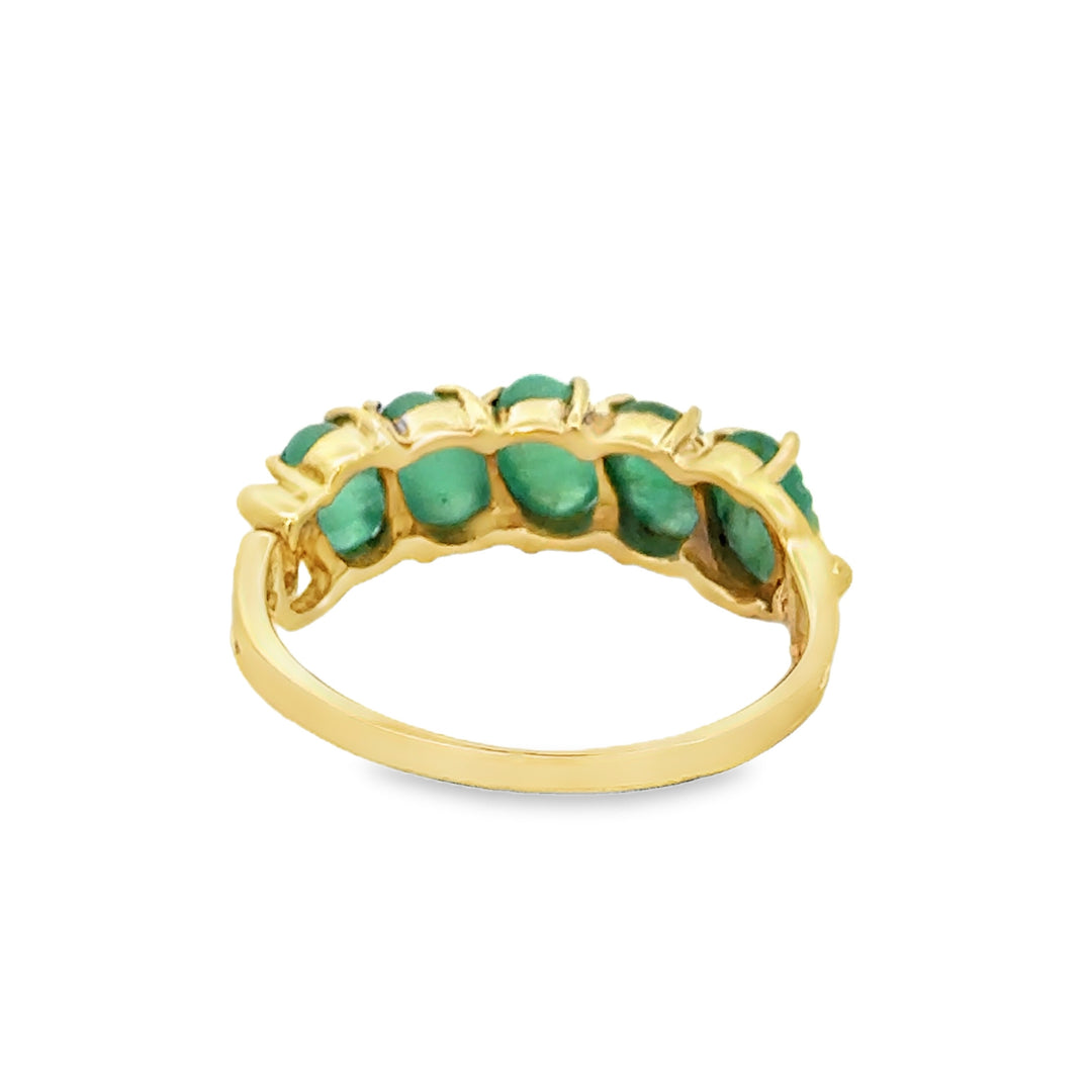 10K Yellow Gold Carved Emerald Ring