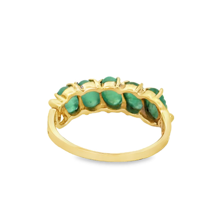 10K Yellow Gold Carved Emerald Ring