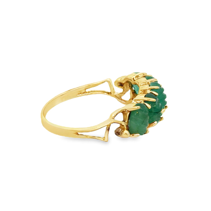10K Yellow Gold Carved Emerald Ring