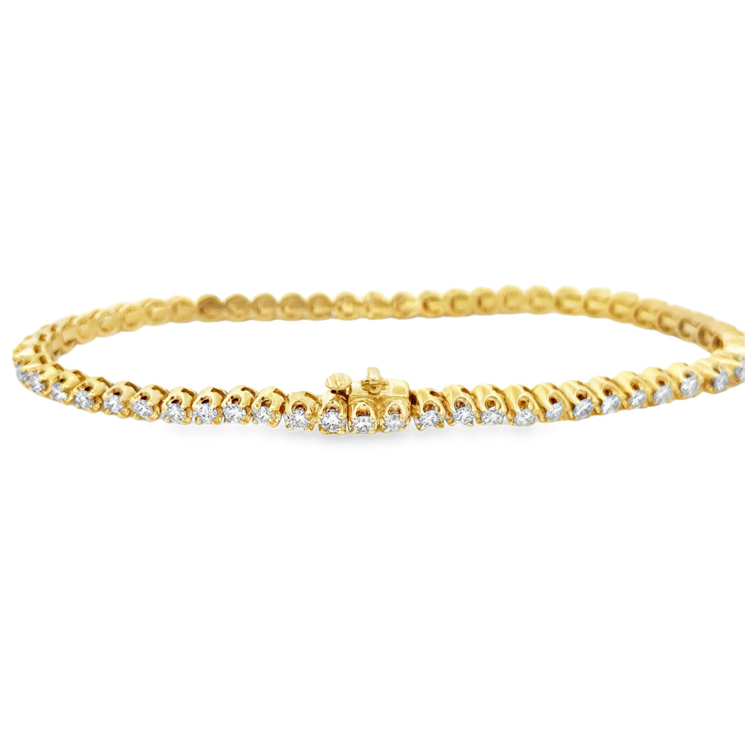 2.20 CTW Diamond 14K Yellow Gold Tennis Bracelet