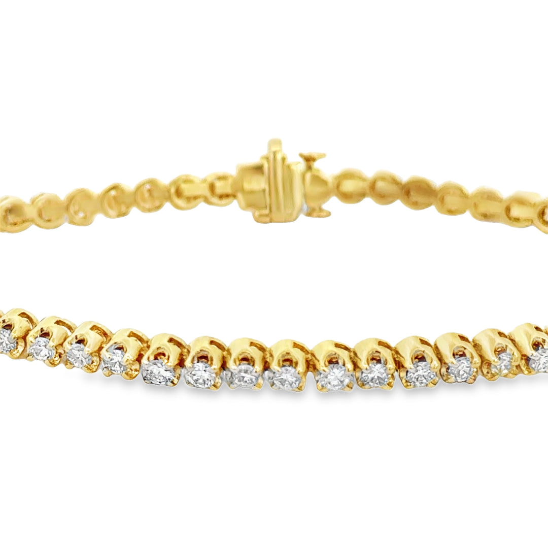 2.20 CTW Diamond 14K Yellow Gold Tennis Bracelet