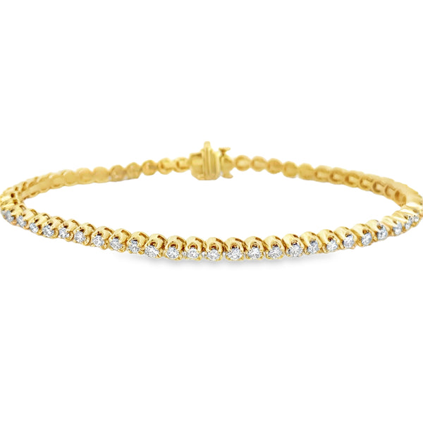 2.20 CTW Diamond 14K Yellow Gold Tennis Bracelet