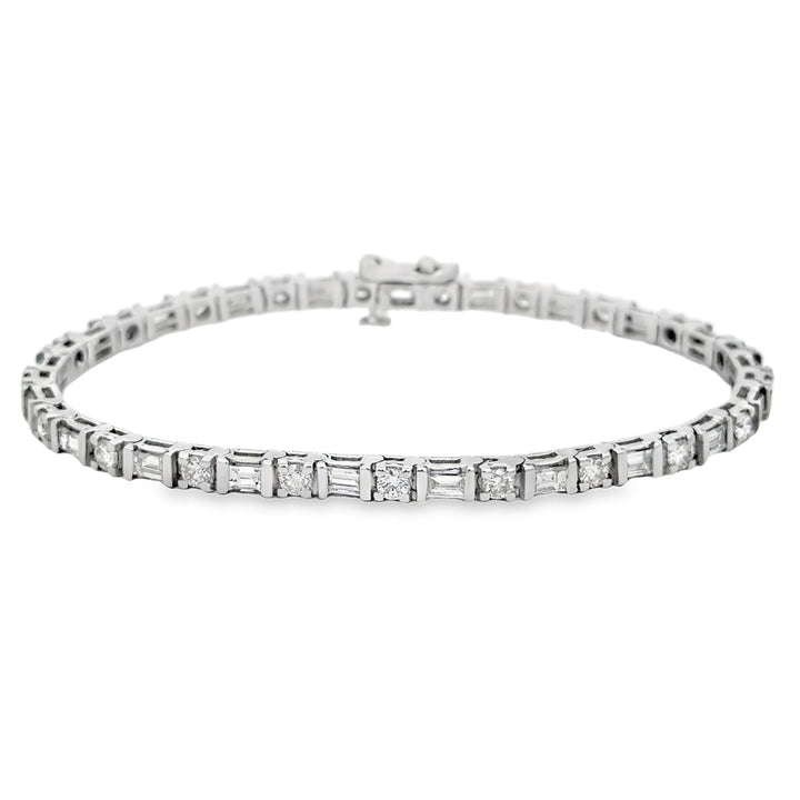 3.75 CTW Diamond 18K White Gold Tennis Bracelet