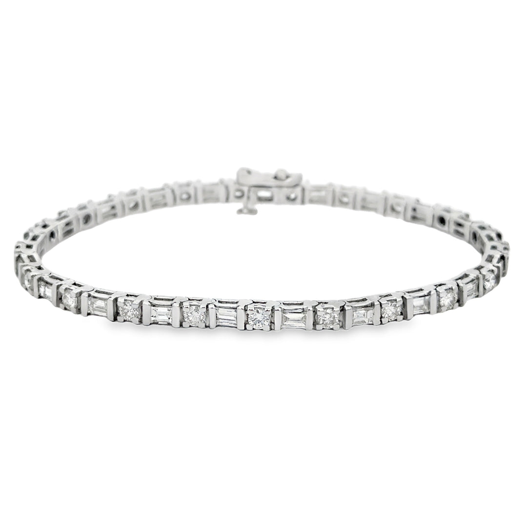 3.75 CTW Diamond 18K White Gold Tennis Bracelet