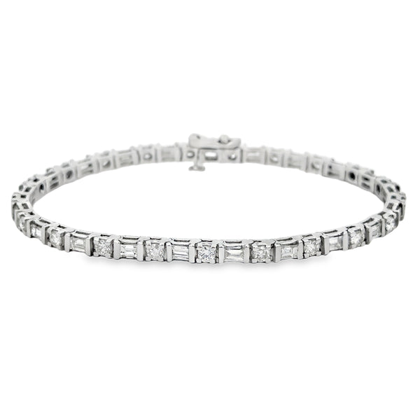 3.75 CTW Diamond 18K White Gold Tennis Bracelet