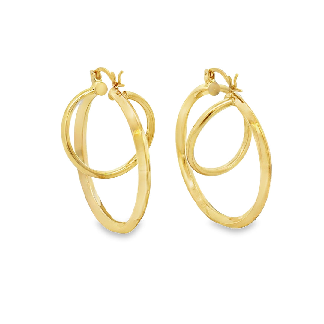 14K Yellow Gold Double Hoop Earrings