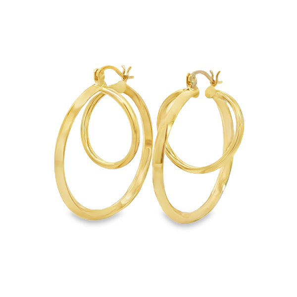 14K Yellow Gold Double Hoop Earrings