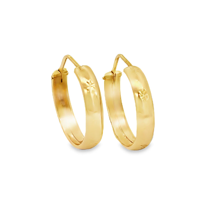 14K Yellow Gold Star-Accented Hoop Earrings